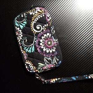 Vera Bradley Black Clutch with Intricate Floral Design